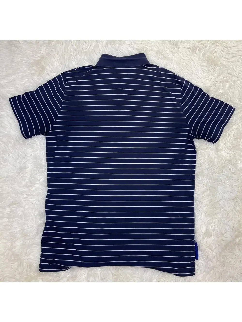 Polo Golf Ralph Lauren Men’s Shirt Sz L Blue Striped S/S Cotton Polyester Blend